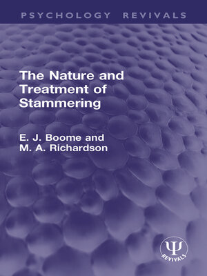 cover image of The Nature and Treatment of Stammering